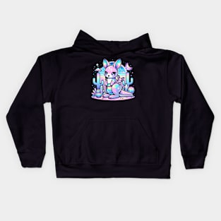 Shimmering Kangaroo Pastel Goth Holographic Cactus Kawaii Kids Hoodie